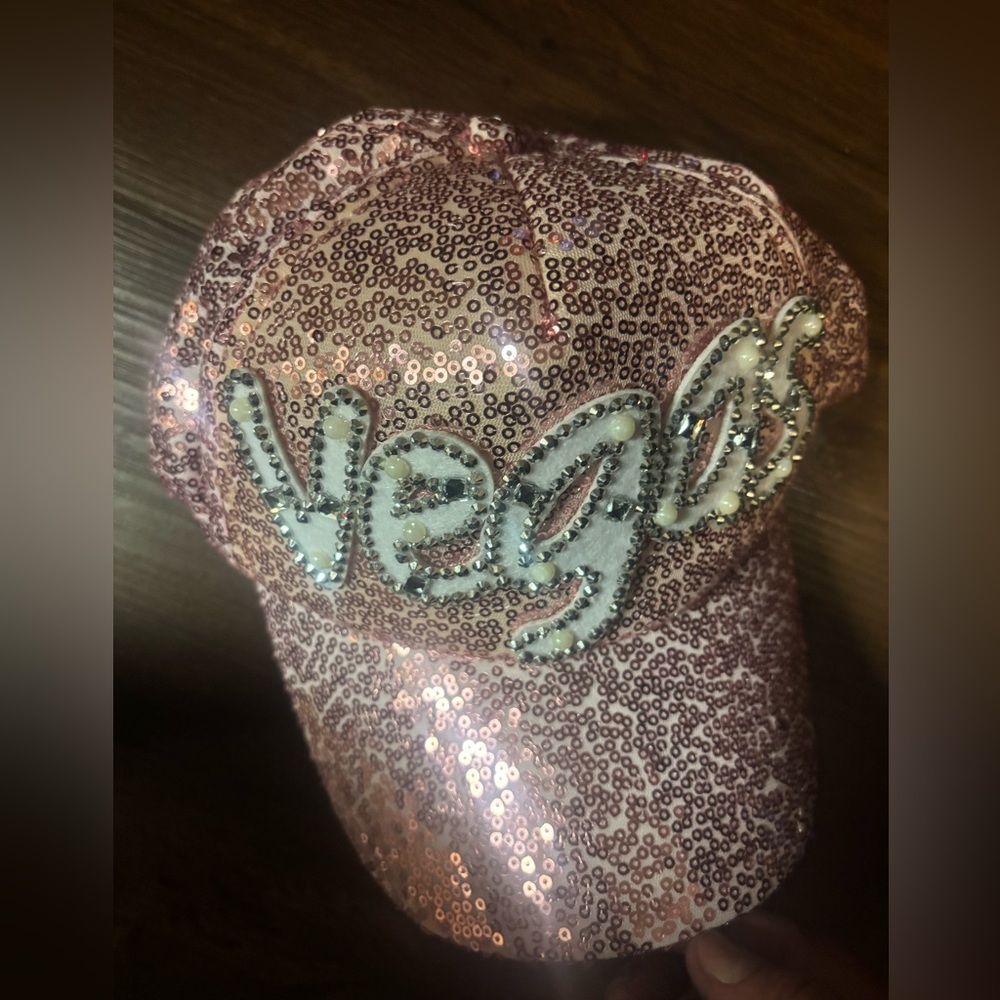 Pink Bling Silver Vegas Velcro hat used